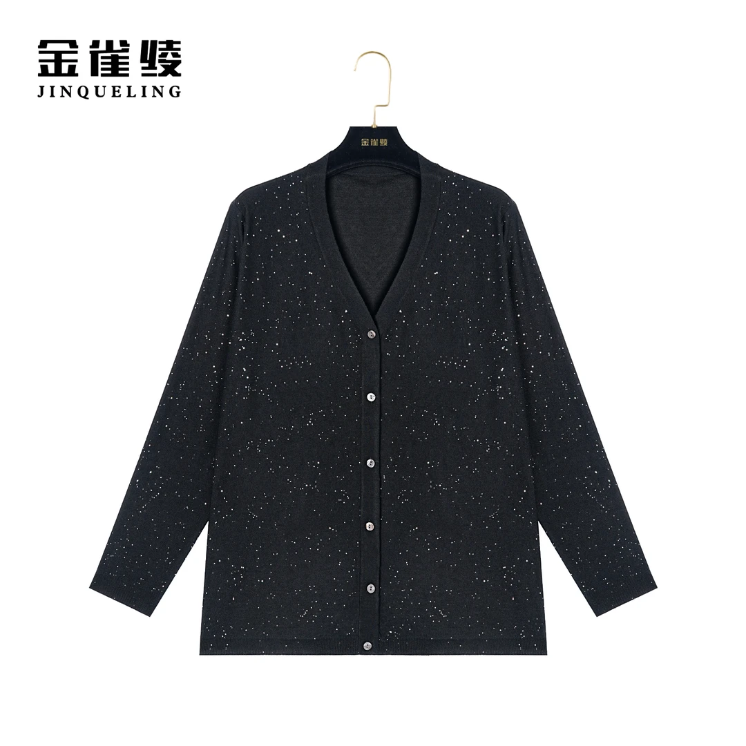 金雀绫【满天星】春秋季新款时尚亮片针织开衫KYT35