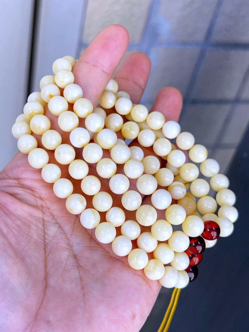 7+俄料瓷白蜡108佛珠