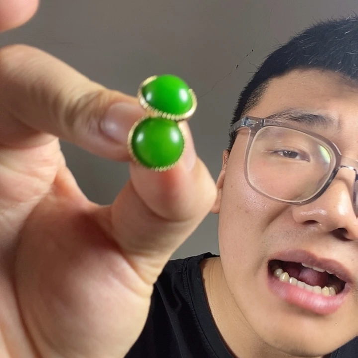 未镶嵌翡翠耳饰高端时尚翠青鸽子蛋耳钉