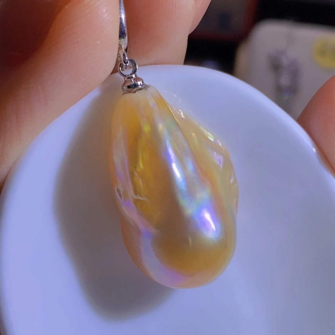 银S925镶嵌淡水珍珠天然淡水珍珠