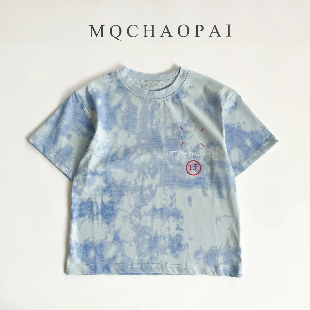 293儿童男童夏款T恤2025新款中大童薄款短袖时尚印花帅气上衣