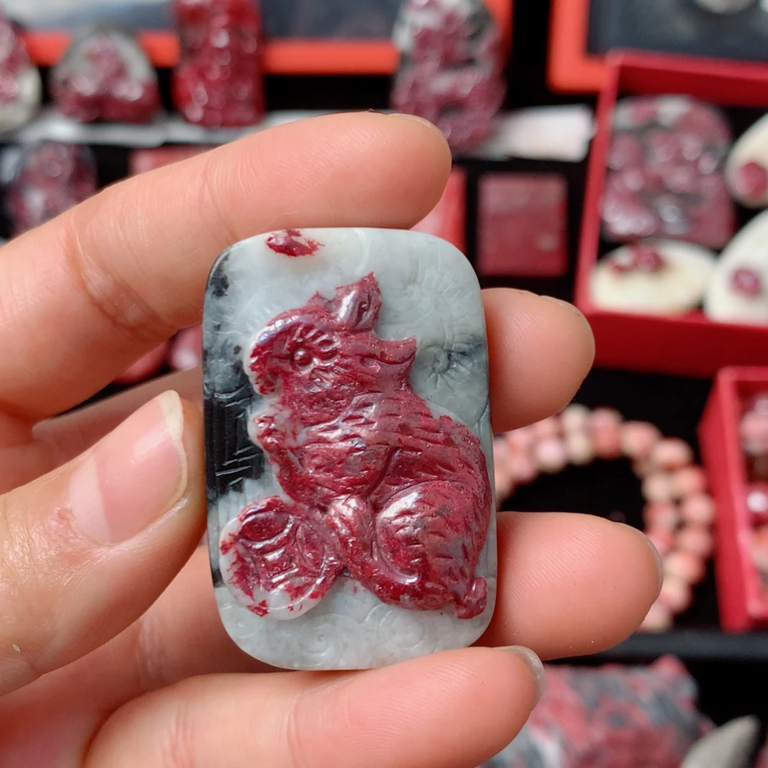 天然辰砂天然兔子