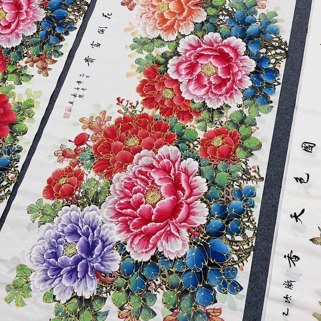 水***国画四尺尺寸70X140纯手绘作品