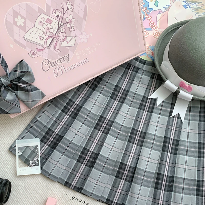 鲸音高校原创jk制服格裙【樱花来信】半身裙学院风校供百褶裙套装女
