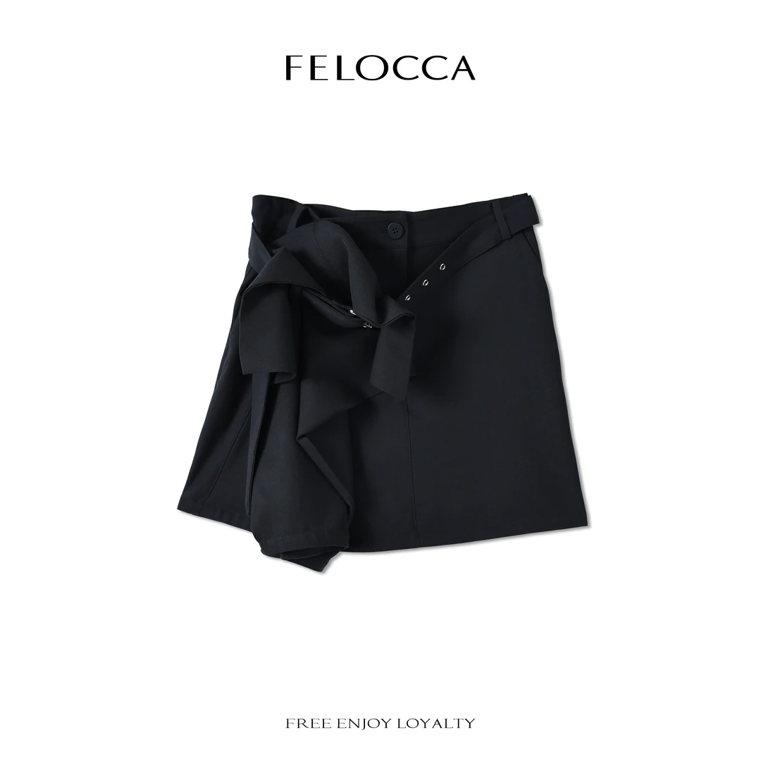 【FELOCCA】褶皱设计感搭片小A半裙显瘦不规则25SBQ035