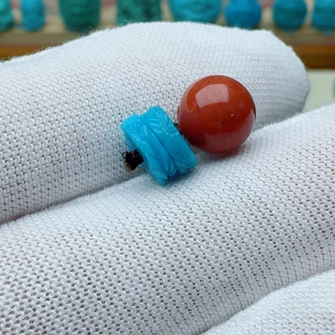 南红玛瑙羽毛直切隔片对珠7.2未镶嵌