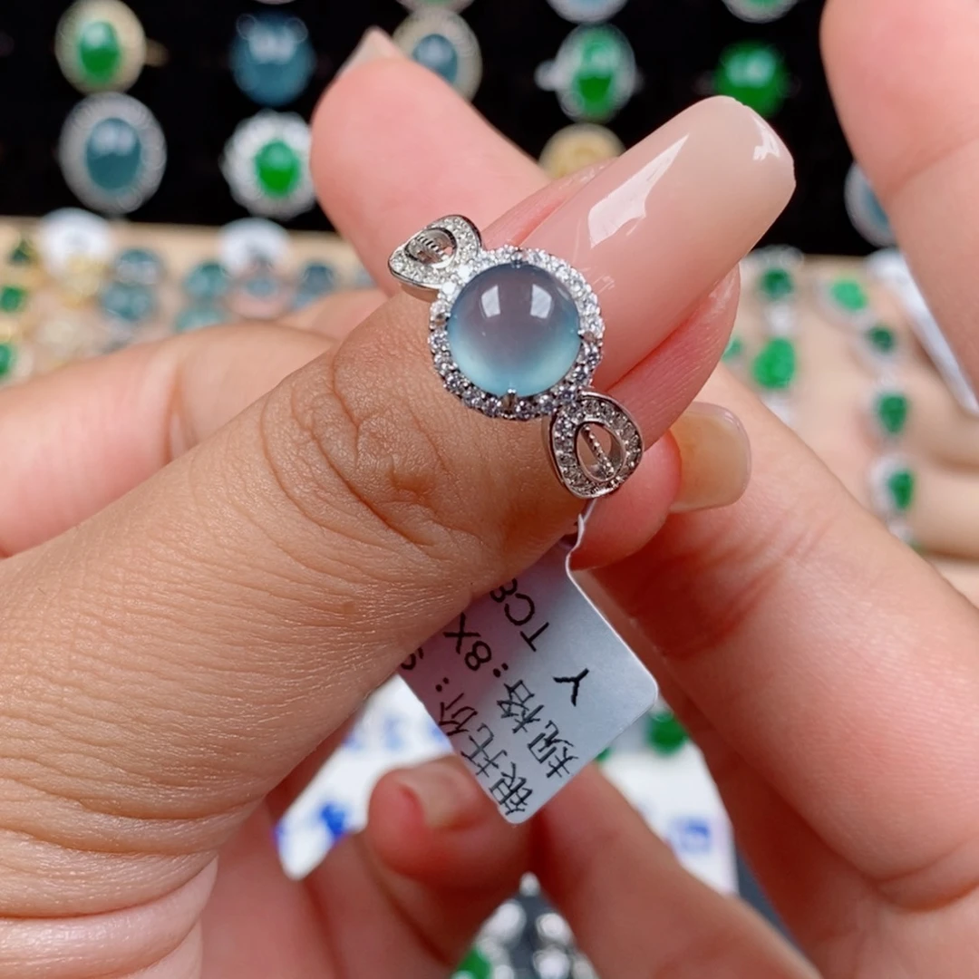 银S925镶嵌戒指翡翠3