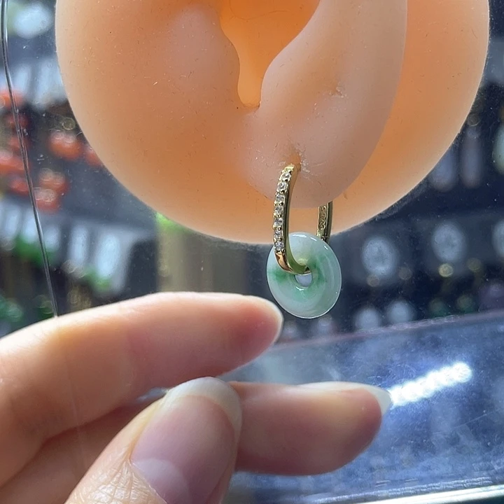 翡翠银S925镶嵌耳饰