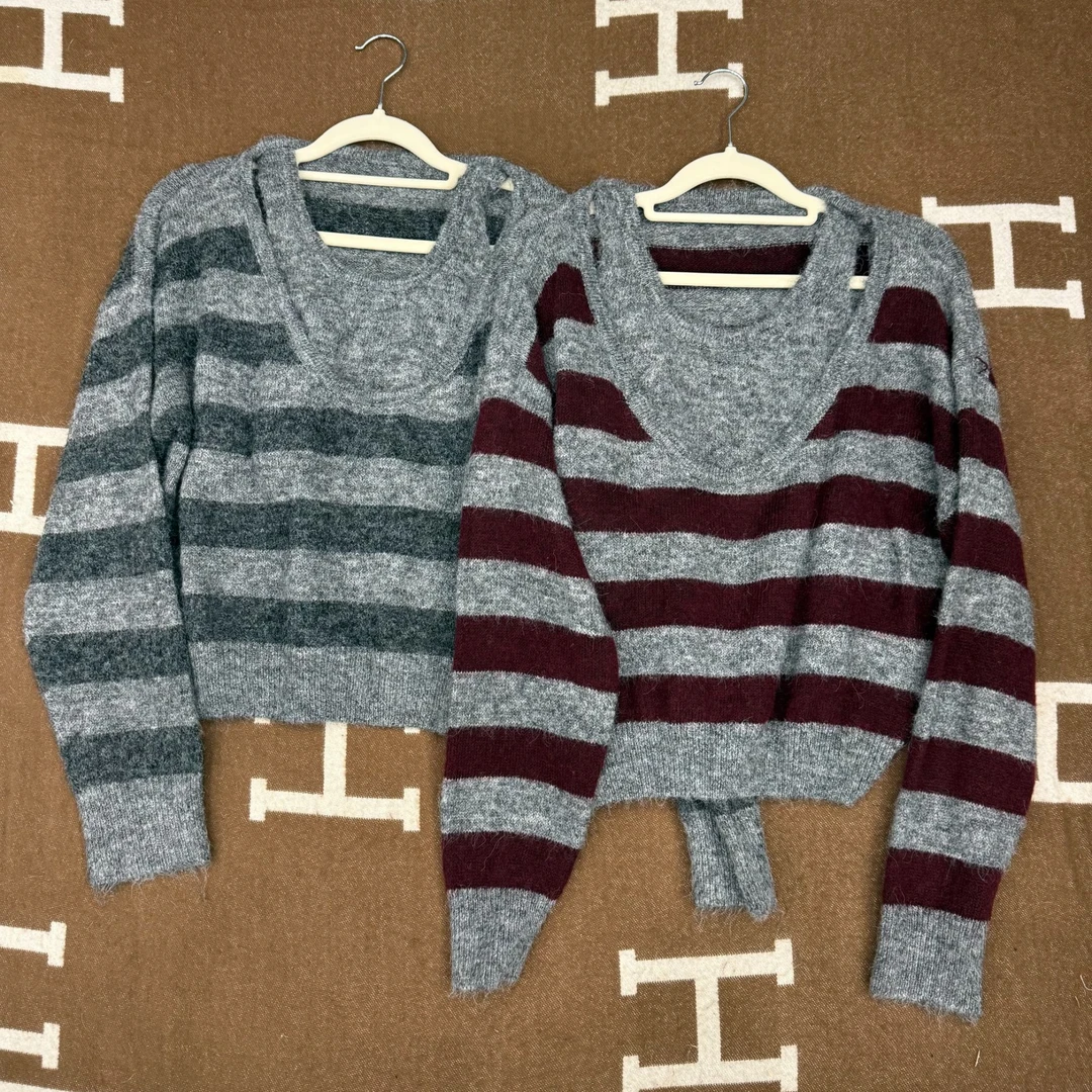 SuSu-133新款假两件条纹针织衫