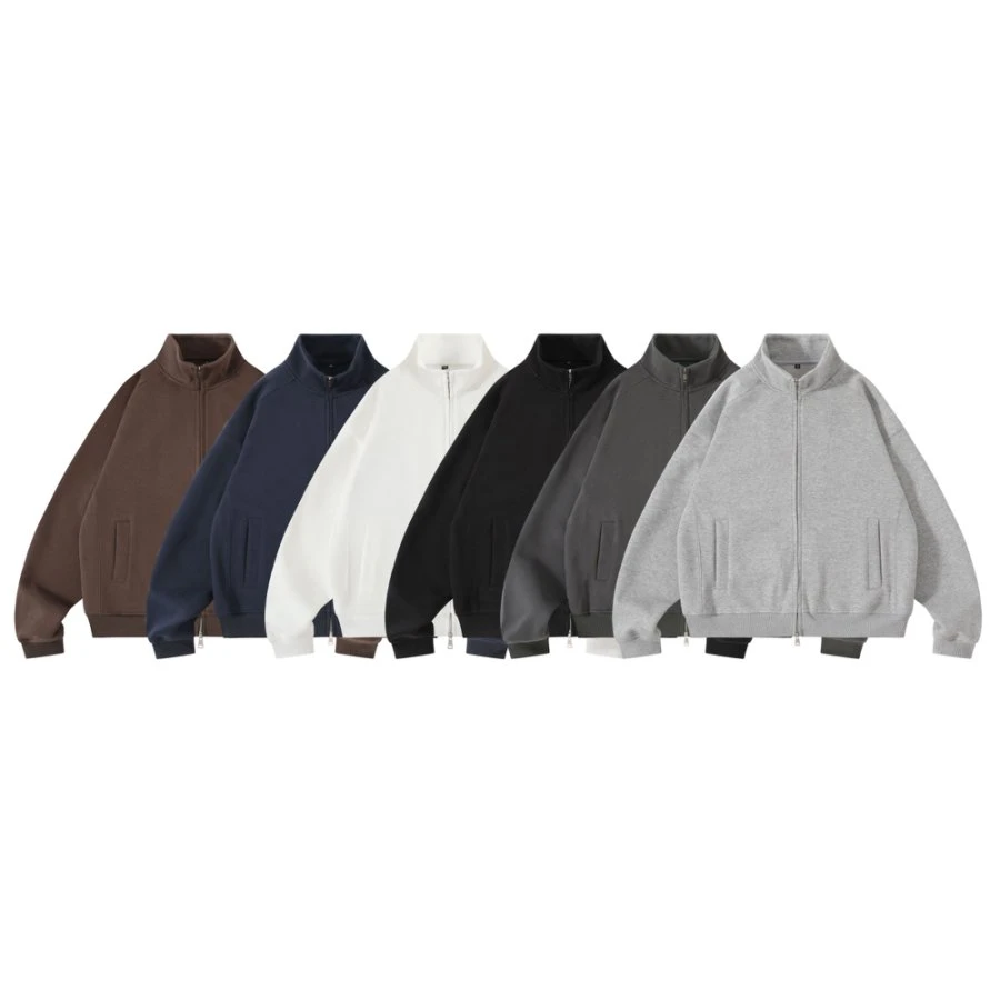 1100g重磅立领卫衣开衫春秋季2025新款纯色上衣外套休闲宽松-222