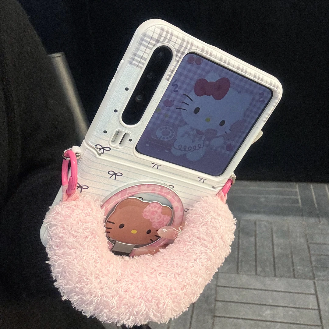 适用华为purax典藏版手机壳皮质星星pocket2拼蝴蝶结kt猫磁吸支架