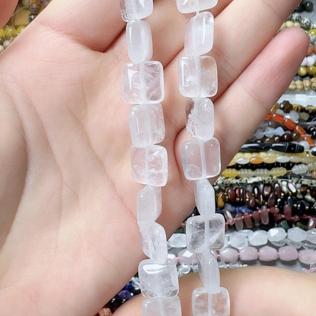 玛瑙/玉髓未镶嵌珠宝半成品白水晶12*12方片一条