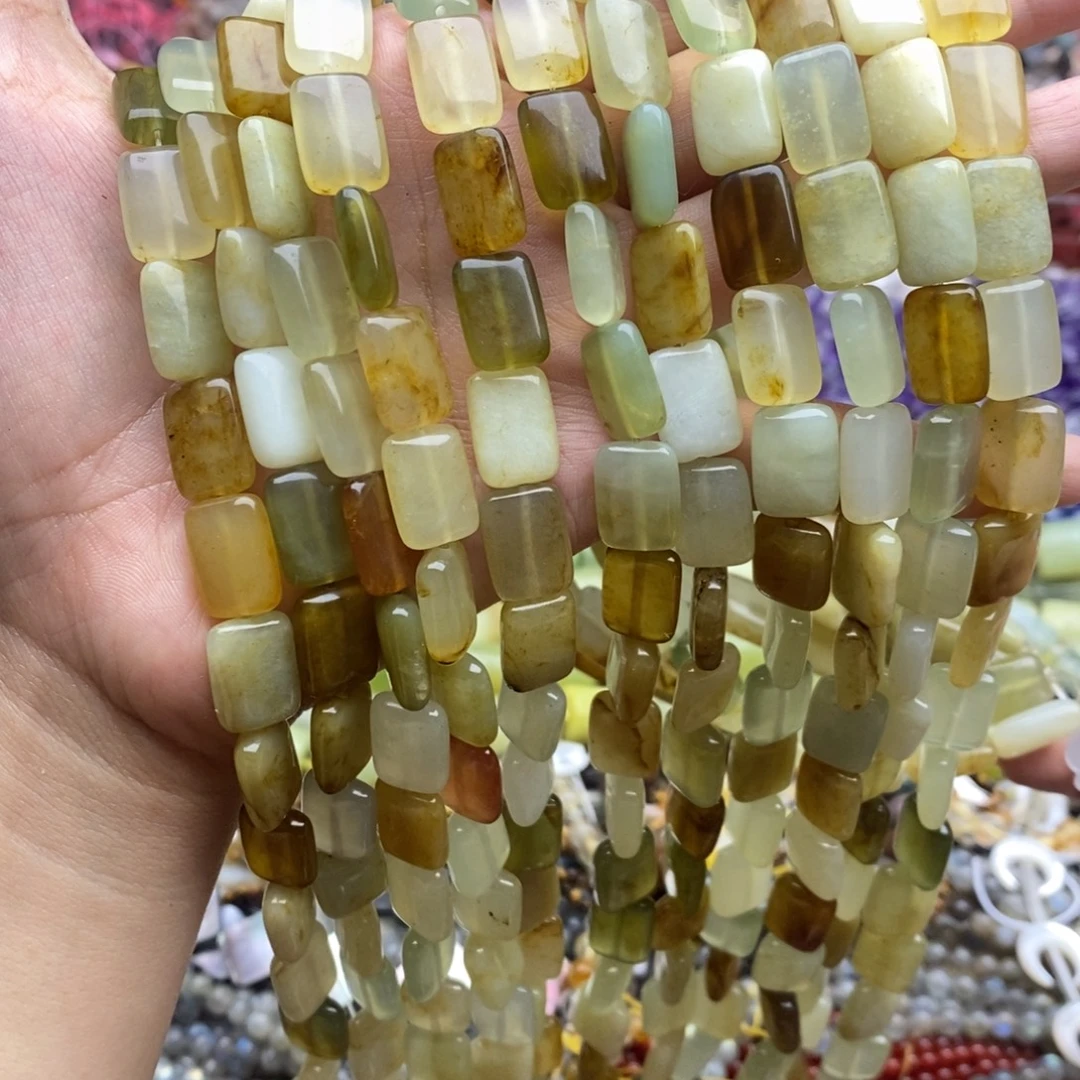 玛瑙/玉髓未镶嵌珠宝半成品一条纯天然老岫玉无事牌10×14mm