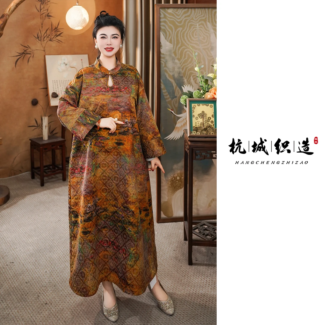 【丹霞古意】桑蚕丝重缎香云纱袍子