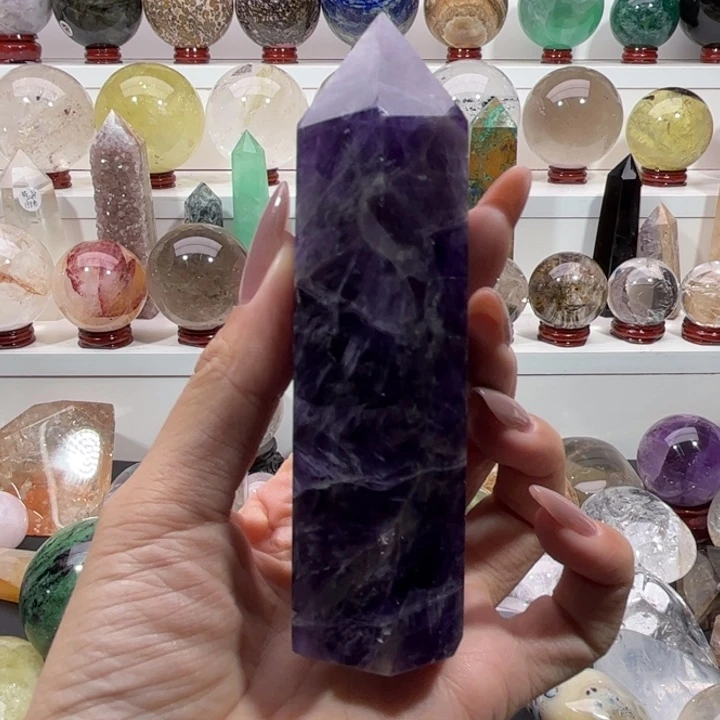 水晶未镶嵌大型摆件（非配饰）74号乌拉圭紫水晶柱子摆件一个11x3cm