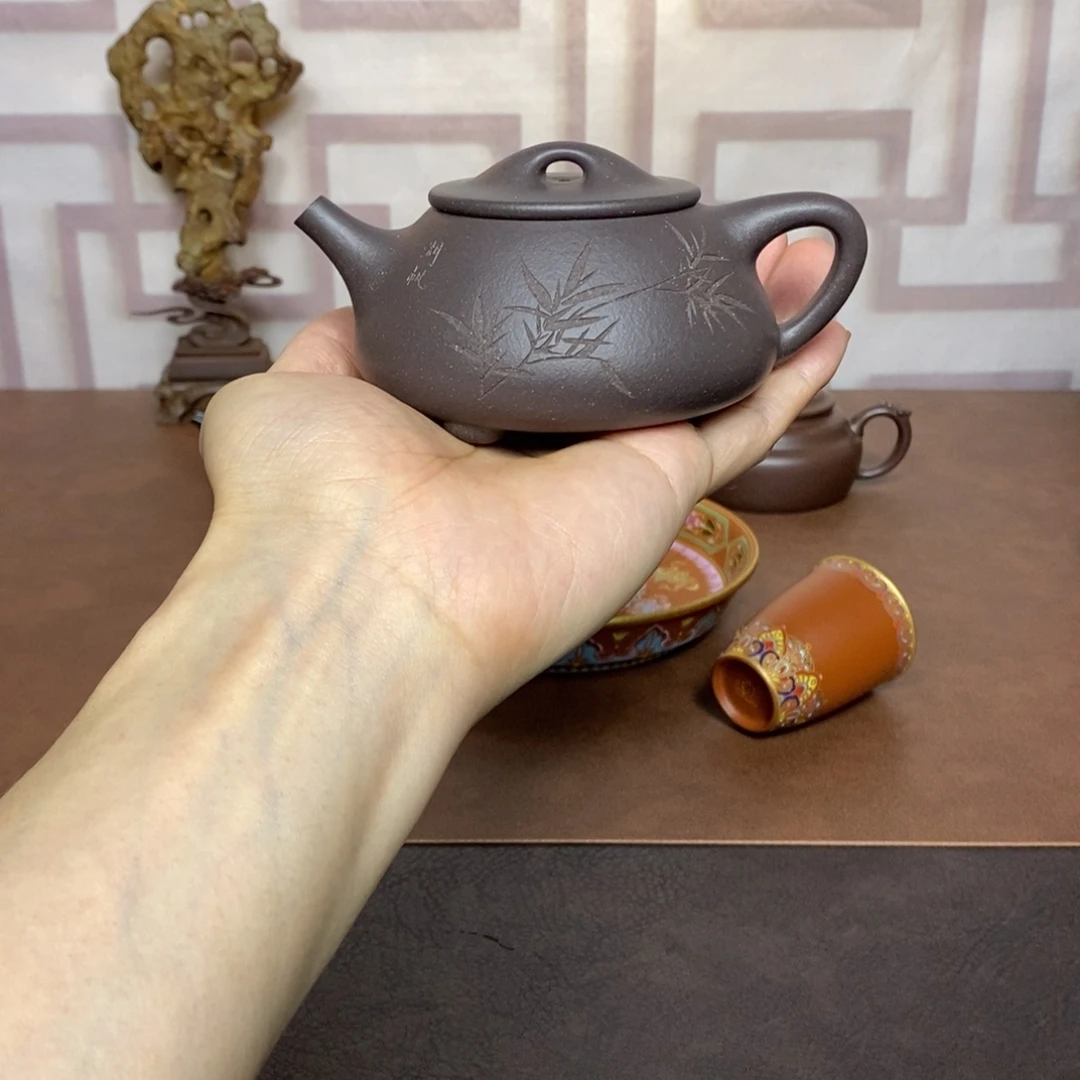 紫砂茶壶紫砂茶具青灰段景舟石瓢