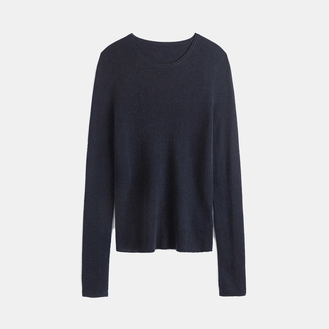 【小禾精选】“丛影”80支精纺桑蚕丝山羊绒岛津无缝18针圆领打底152