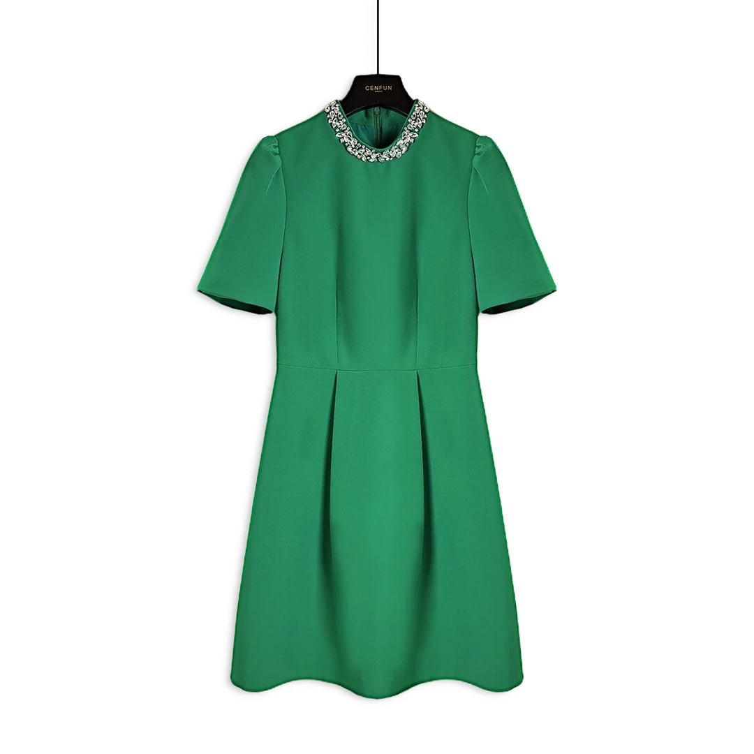 【CENFUN】210*2025奢品绿色设计收腰连衣裙E021238