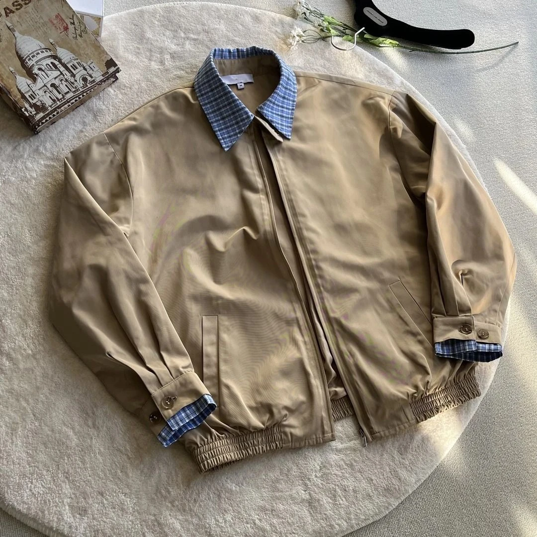 HandSeven秋冬新款开衫学院风翻领夹克cleanfit复古百搭休闲外套