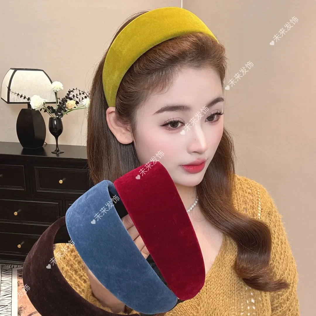 【品质优选】配齿梳韩国东大门赫本高颅顶丝绒发箍高级宽边百搭头箍