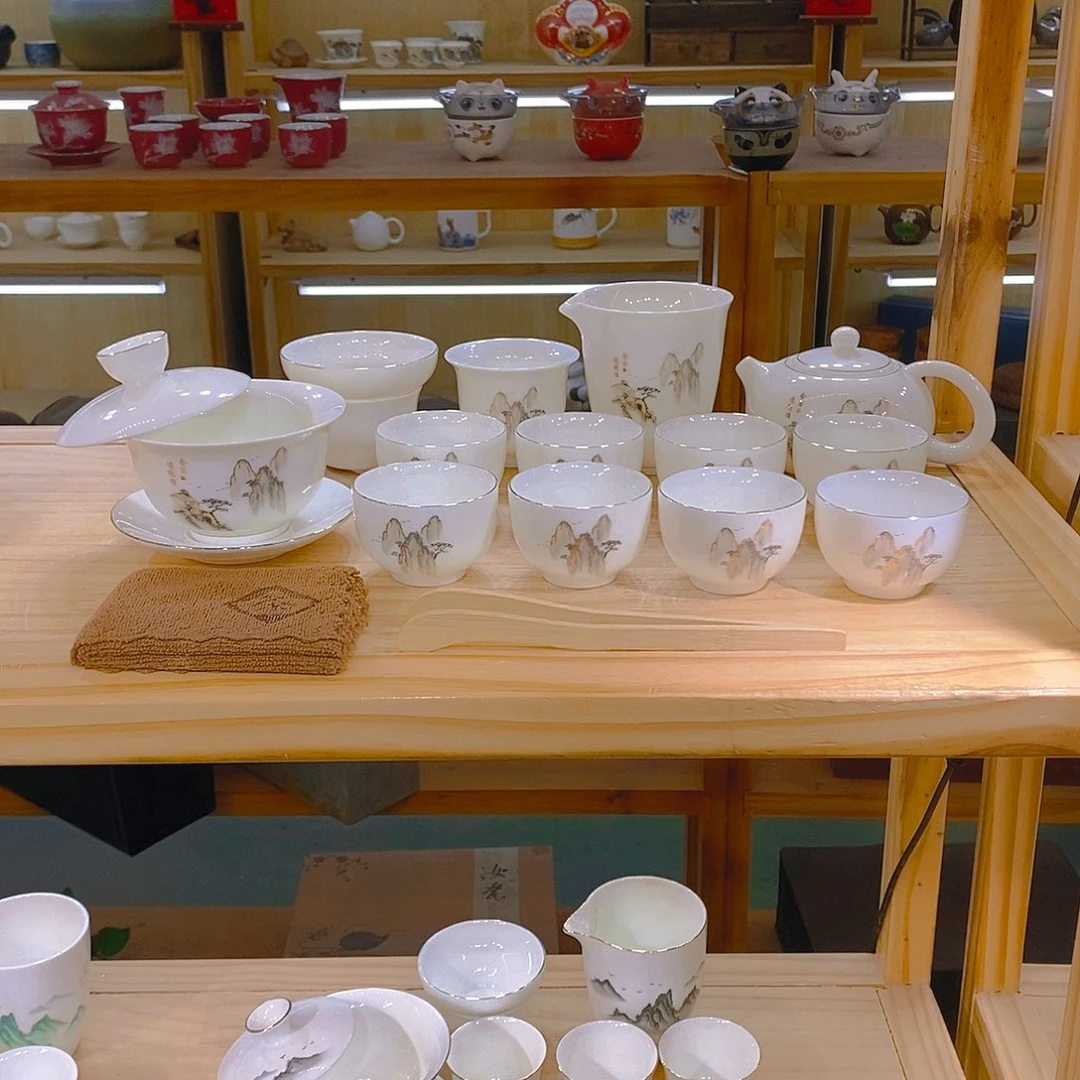 【不止】羊脂玉瓷茶具套装