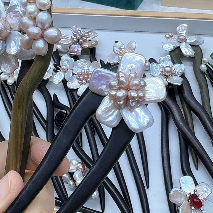 淡水珍珠发饰银S925镶嵌?****¥