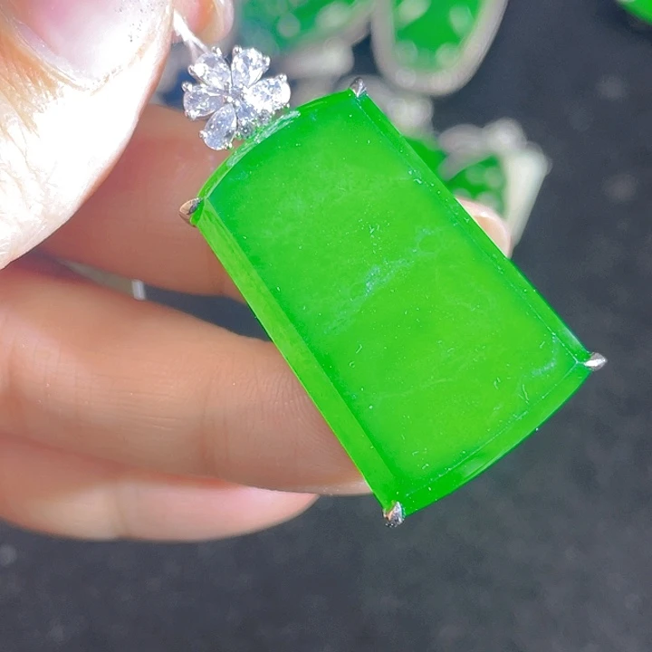 翡翠银S925镶嵌吊坠(不含链)