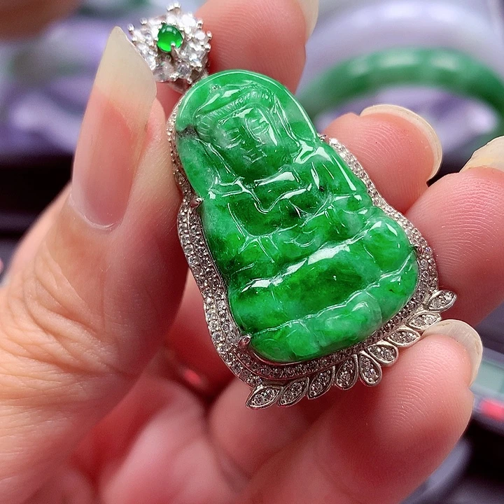 颈饰银S925镶嵌翡翠翡翠