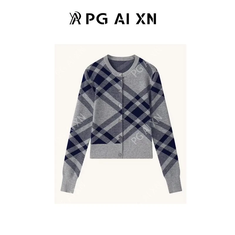 甄老板 2024秋冬新品撞色格纹针织衫 PGXN 1368