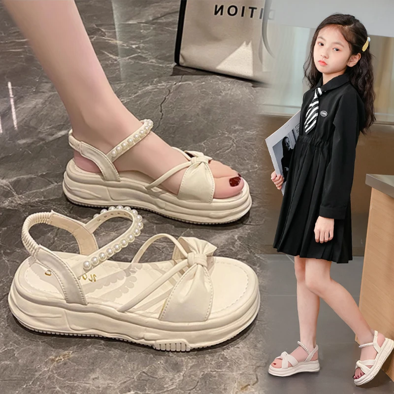 女童凉鞋6-12岁夏季新款百搭儿童防滑罗马公主鞋中大男女童沙滩鞋