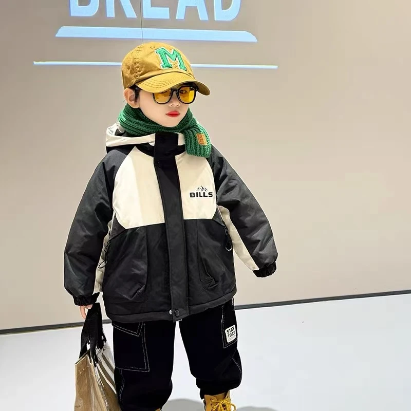 L343韩版拼接加绒棉服