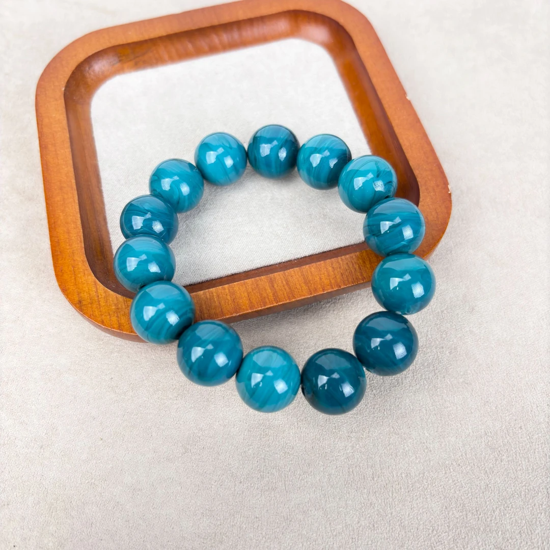 合金手链 LZ2685 14mm太师绿琉璃手串