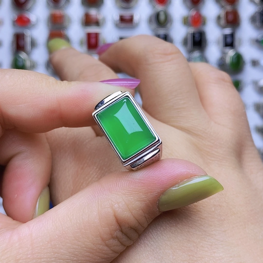 玛瑙/玉髓戒指银S925镶嵌