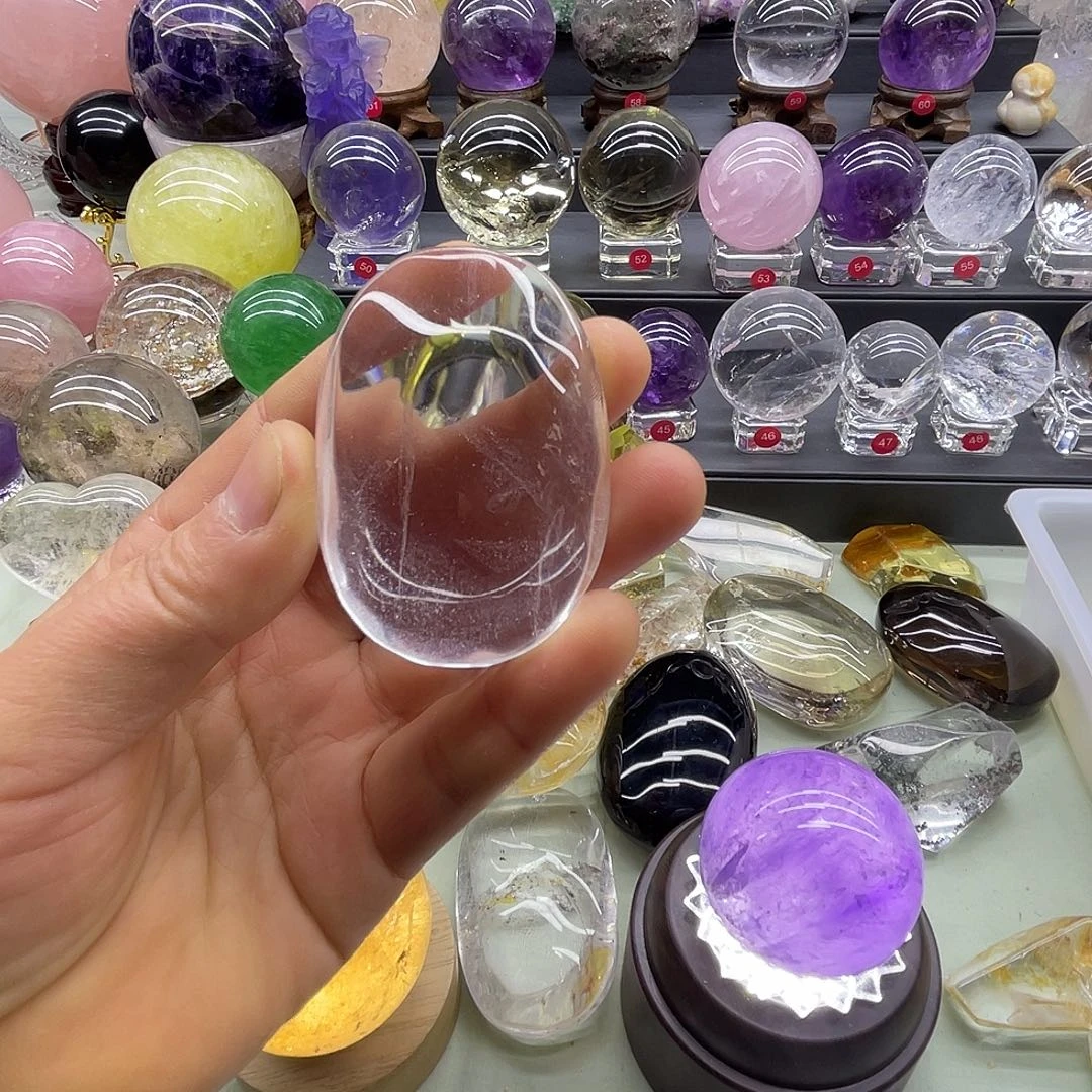 天然白色水晶手握