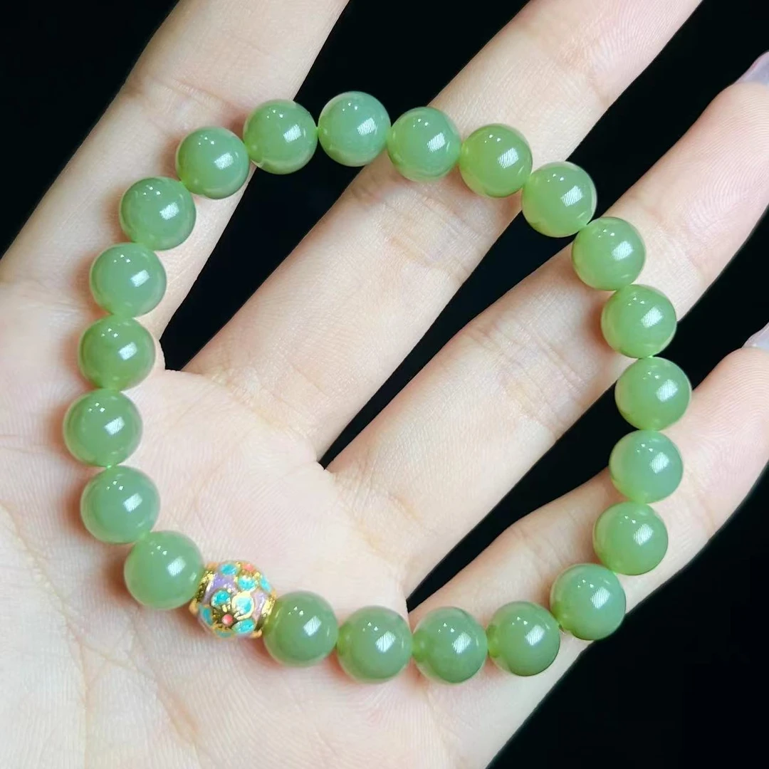 和田玉圆珠手串- BMS106尺寸:7.5mm➕