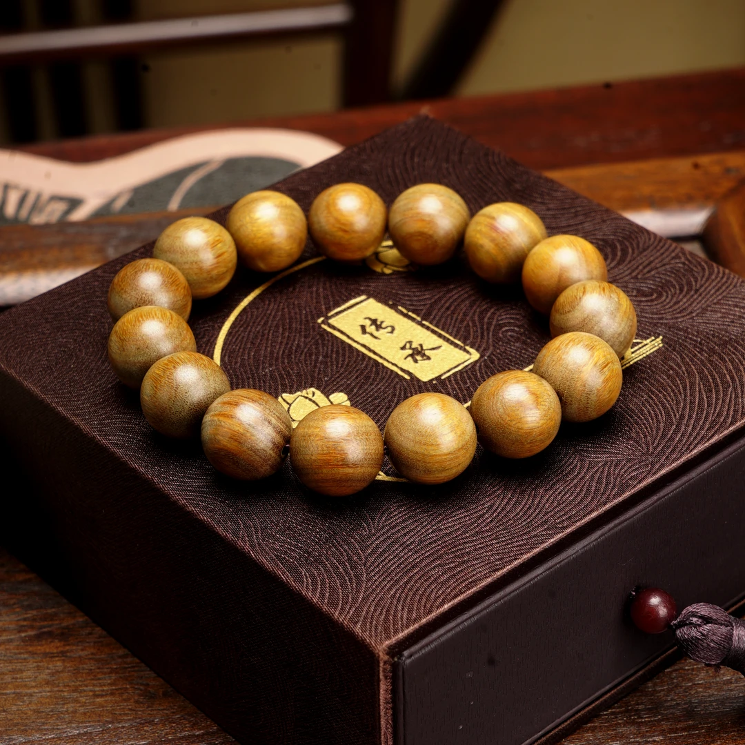 【绿檀1.5串珠】男士单圈手串配饰佛珠文玩手串转运珠