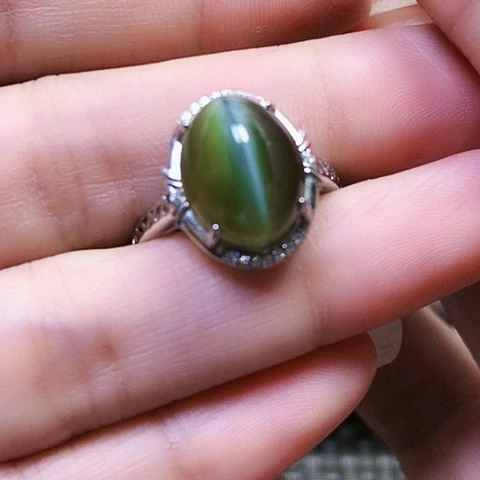 和田玉戒指银S925镶嵌