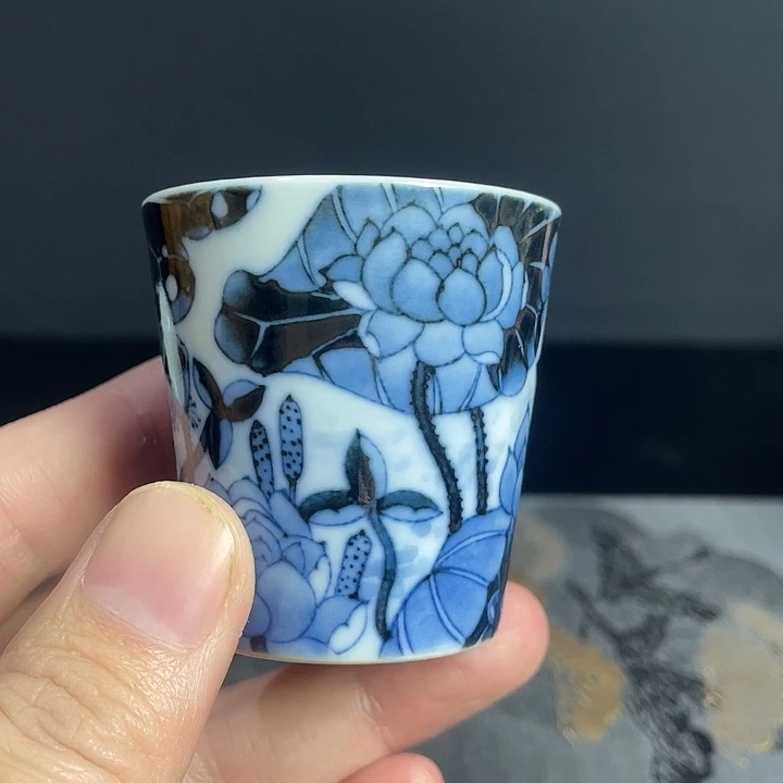 龙***人青花釉里红柴窑主人杯