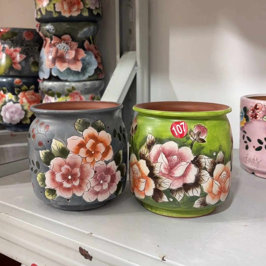 紫砂花盆景德镇手绘花盆陶瓷11/13