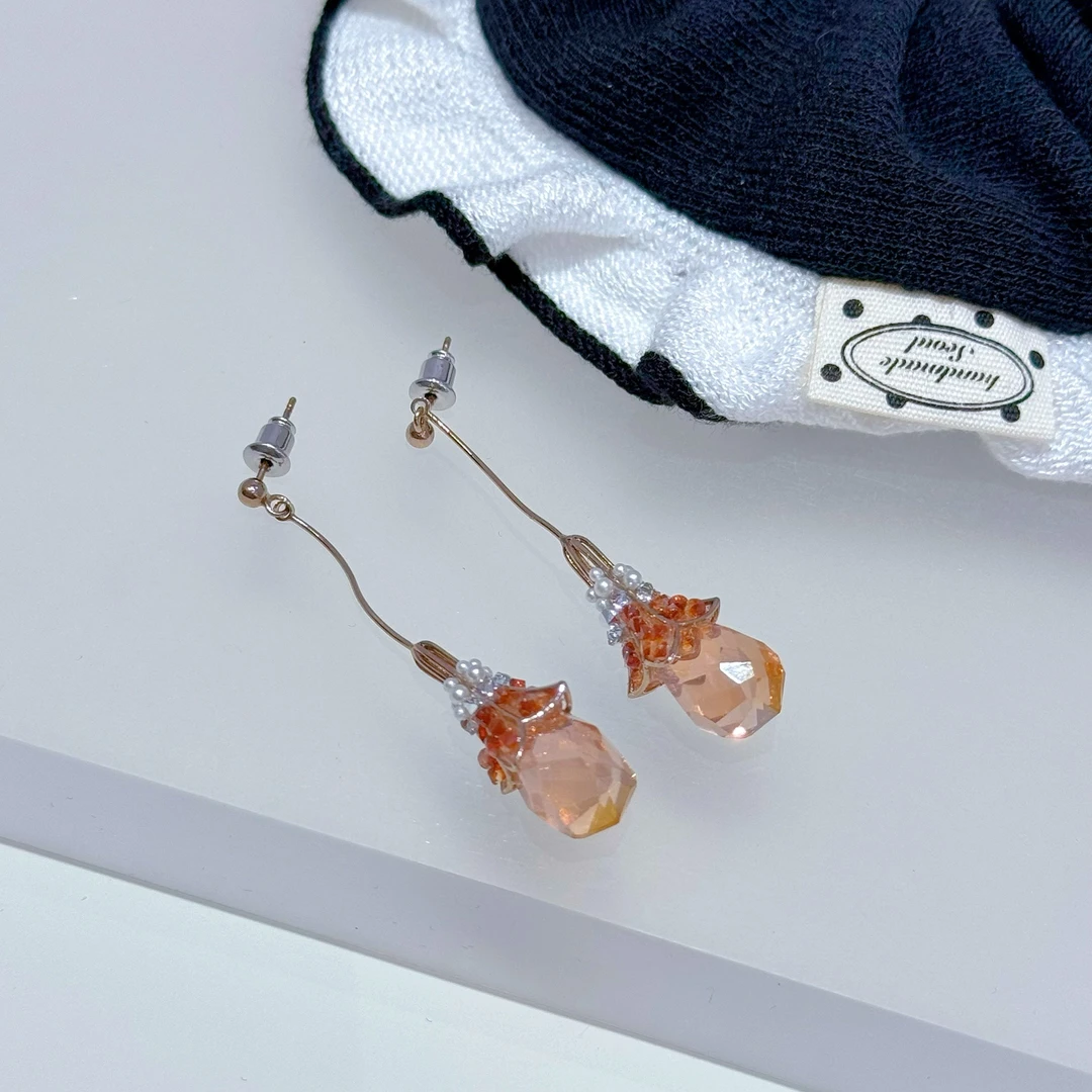 铜合金合成锆石耳饰 韩国金属花朵耳环轻奢气质时尚耳坠女