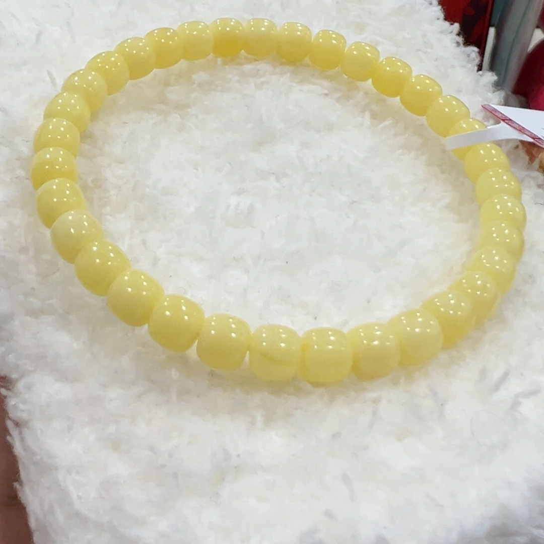 蜜蜡手链未镶嵌6m 奶油黄顺色未品控