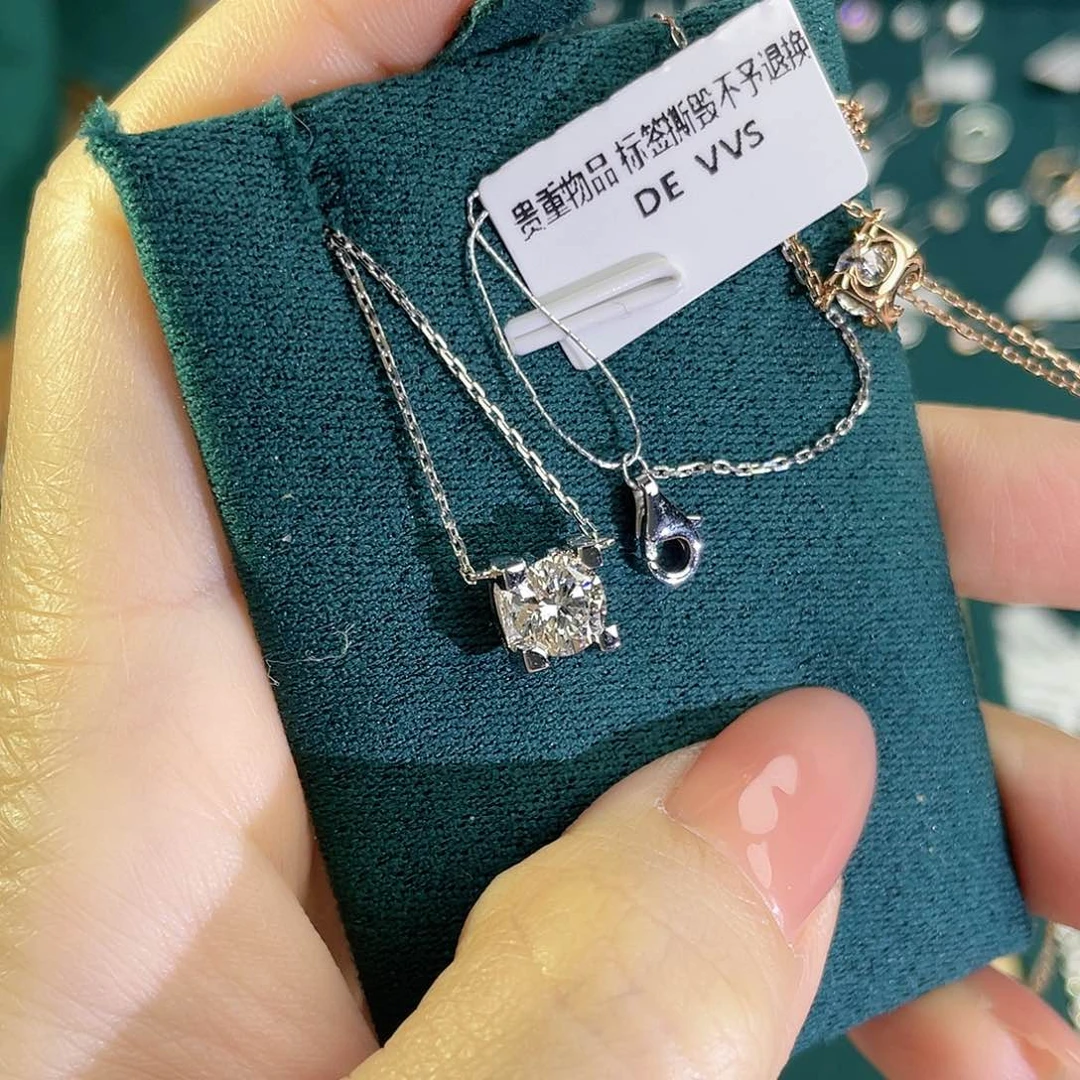 实验室培育钻石铂Pt950镶嵌卡家牛头钻石项链一克拉