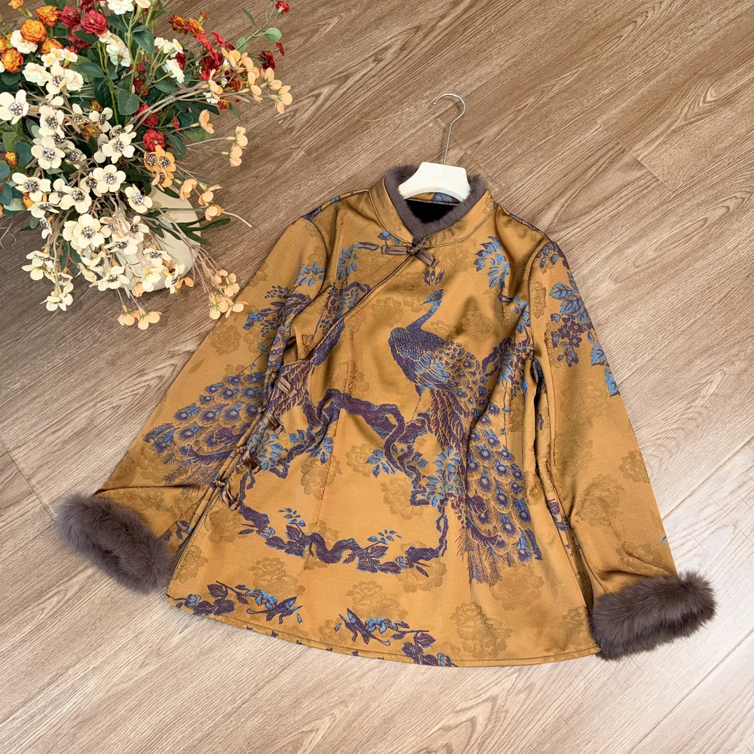 【大季原创】W170冬季新中式加棉兔毛打底女国风复古女装