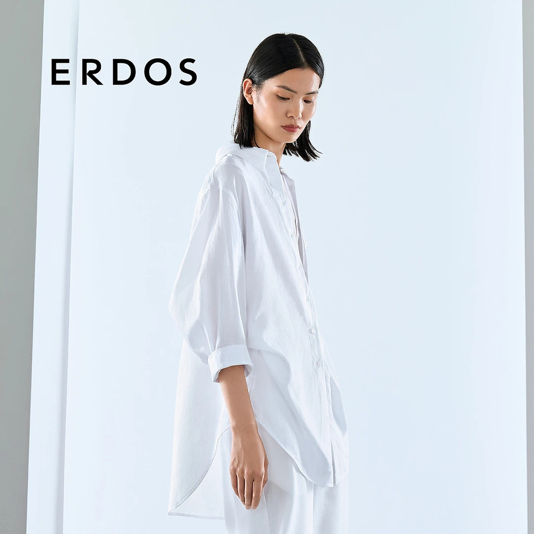 【秀场同款】ERDOS 苎麻宽松休闲衬衫七分袖轻薄上衣