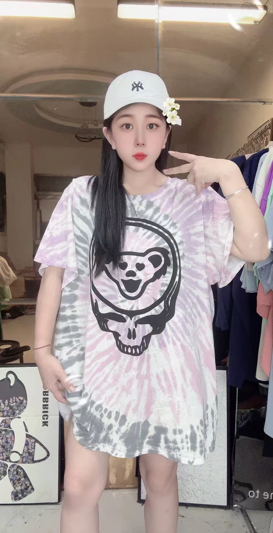 外贸纯棉特体大码T恤晕染鹘髅头