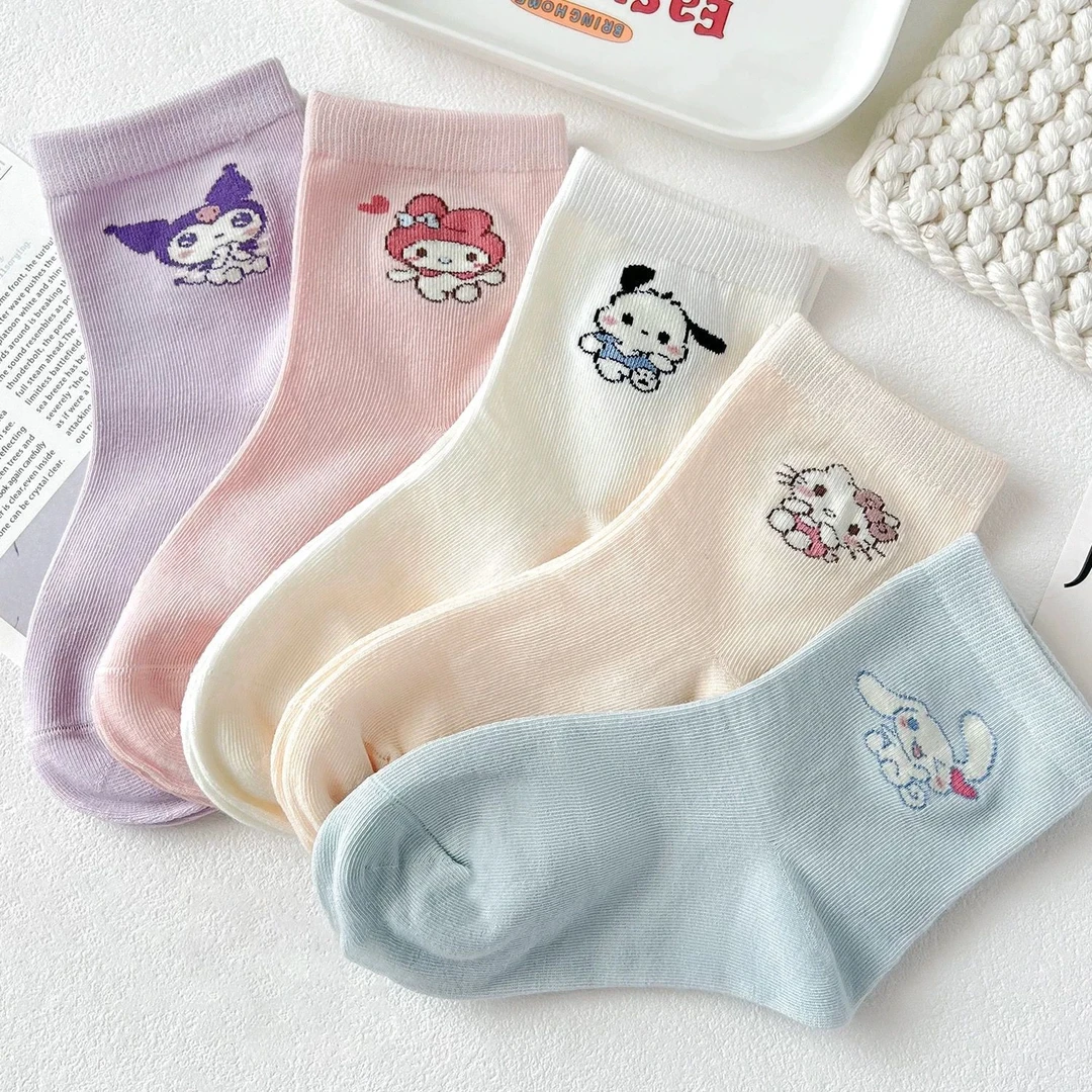 女童袜子秋季韩版卡通中筒袜儿童中筒袜百搭学生袜子