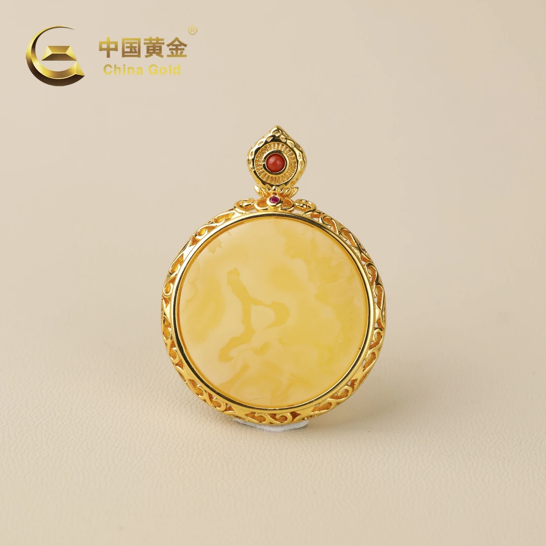 【中国黄金】静婷 | 蜜蜡*吊坠*S925银镶嵌-D6768-Y