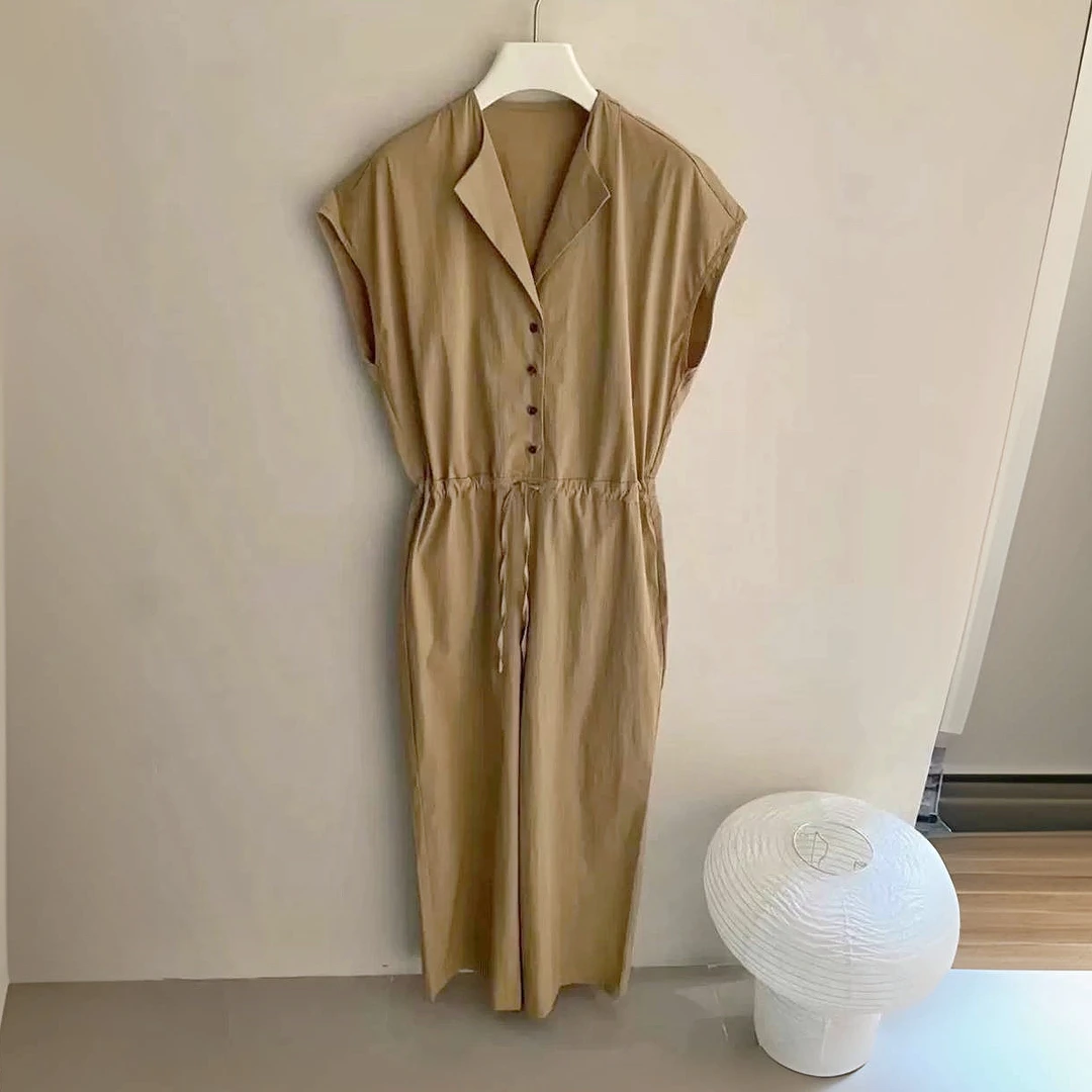 988懒人时髦法宝韩系无袖坎肩连体裤休闲时尚显瘦极简慵懒宽松