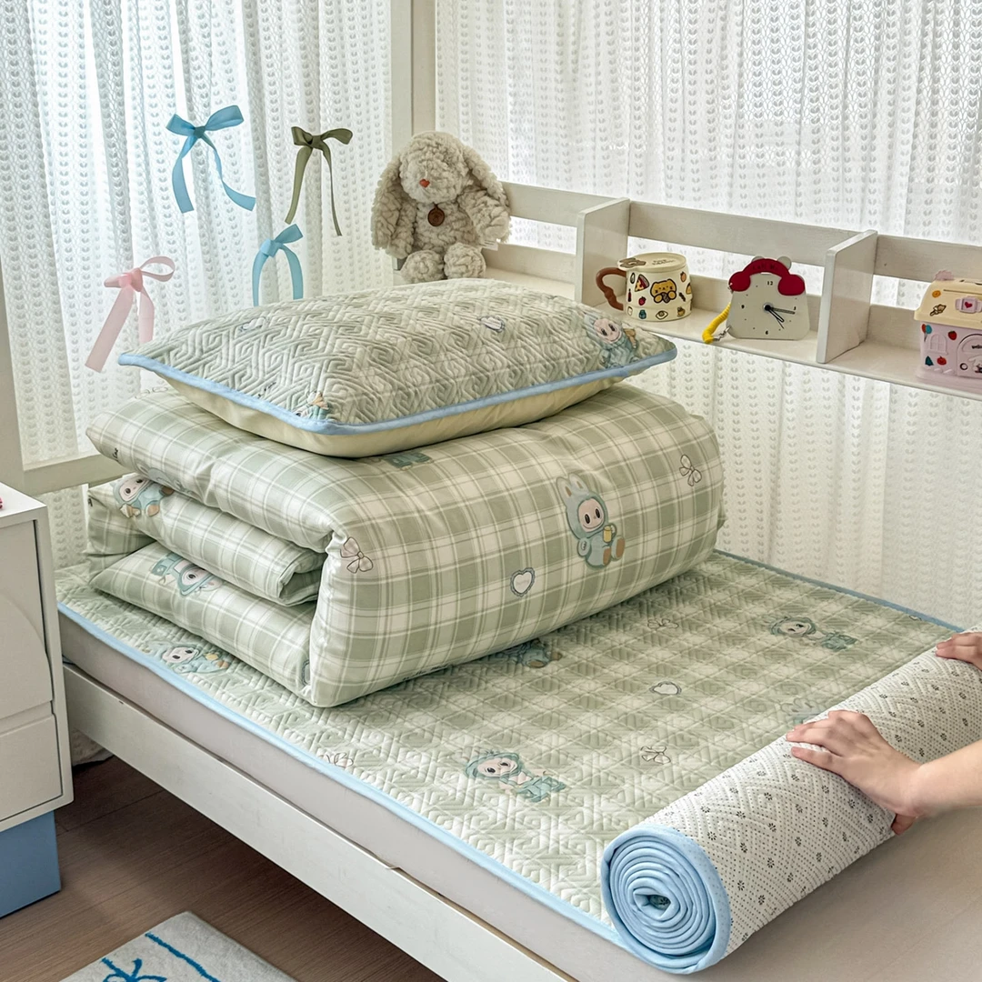 100%纯棉斜纹夹棉加厚床盖被子款学生三件套上下铺床单床盖三件套