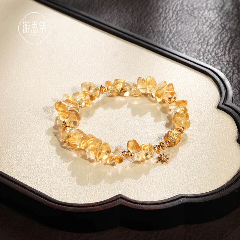 【锦绘手串】天然水晶手串黄水晶s925银大气轻奢时尚百搭气质